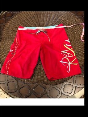Roxy Red Surf Boardshorts with Script Logo